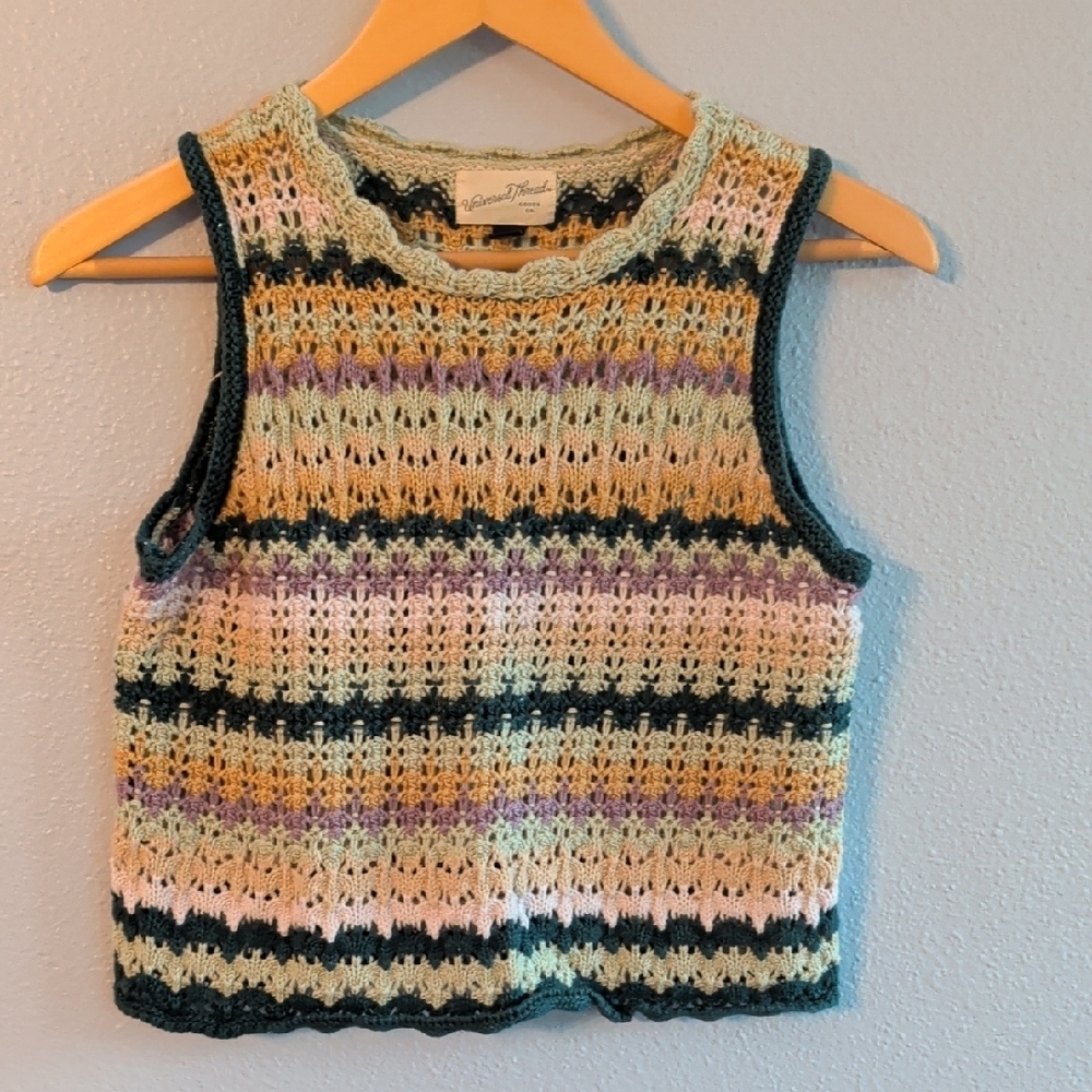 Universal Thread Multicolor Knit Crochet Grandmacore Top